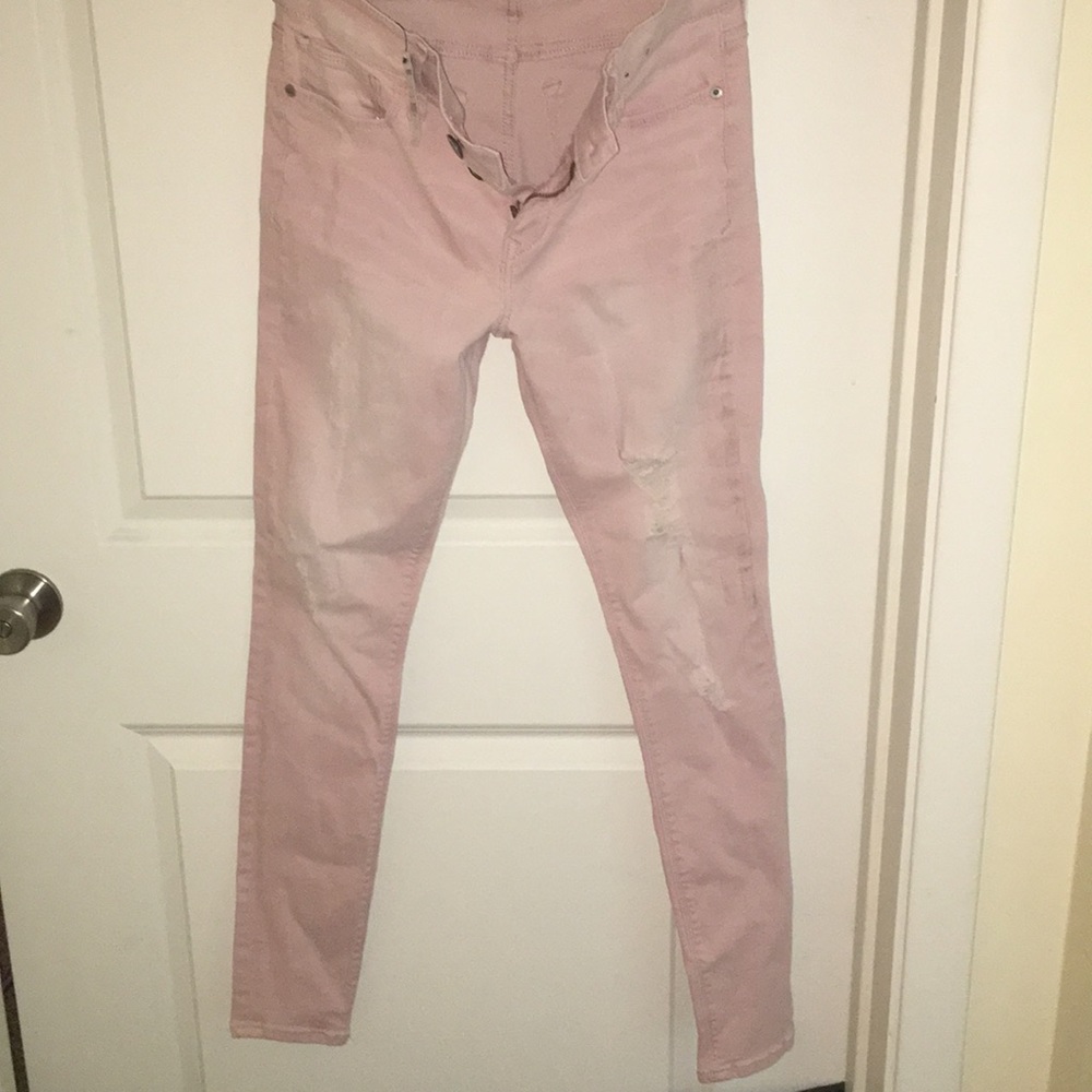 Express Light pink distressed skinny jeans size 6